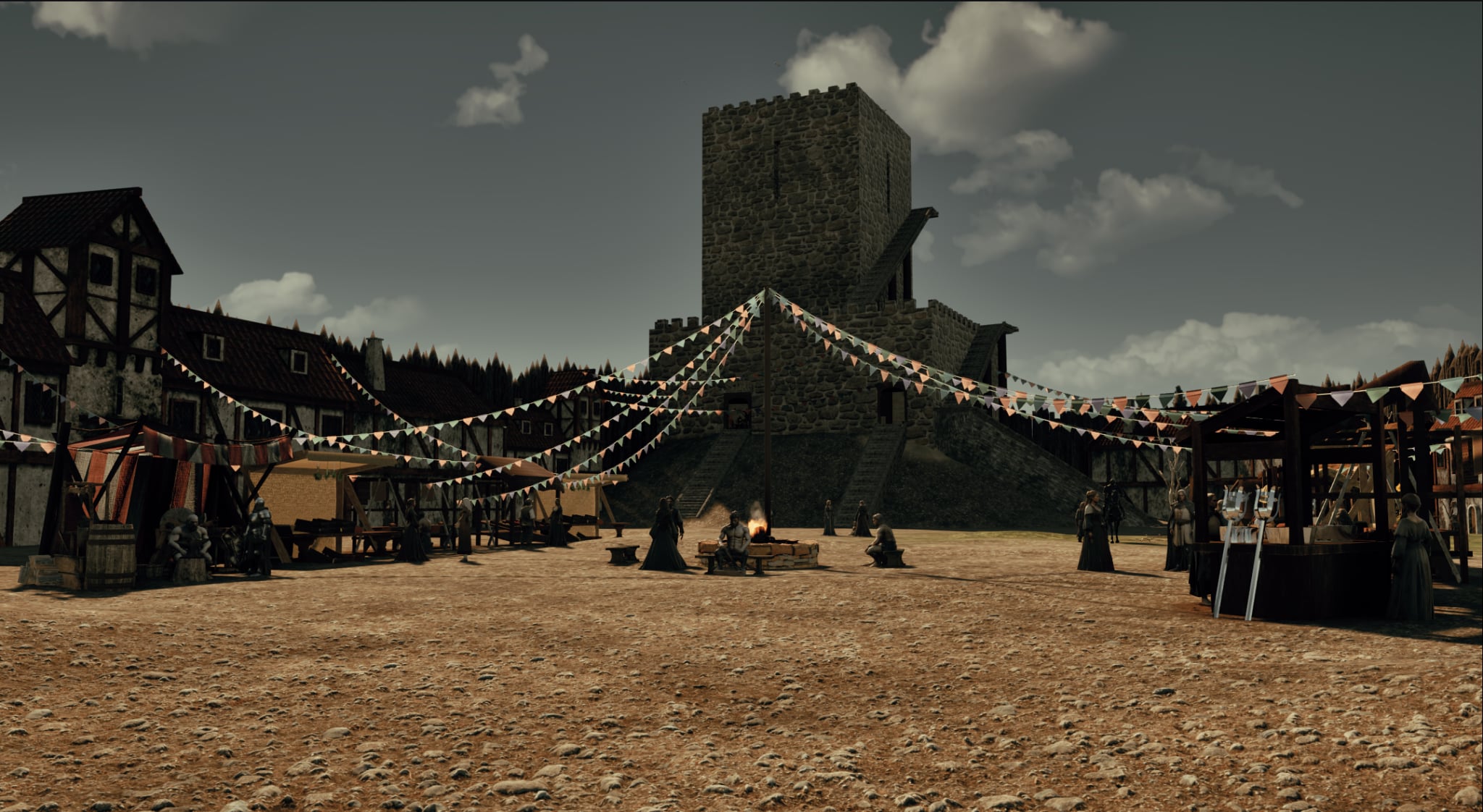 Marché médiéval 3D